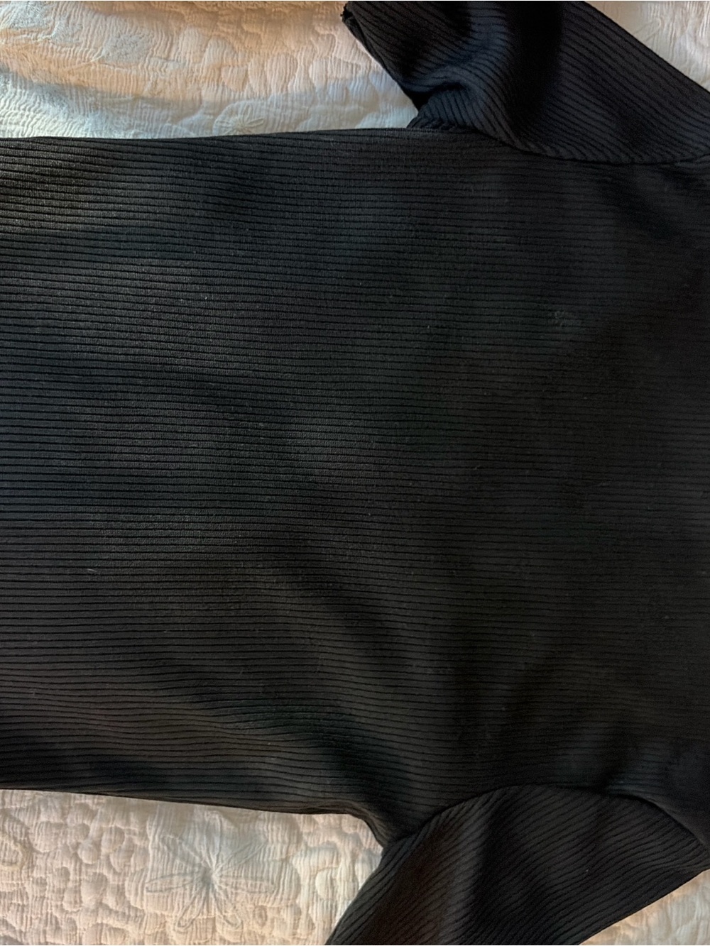 ZARA Black Ribbed V-Neck Button Front Top - Picture 2 of 3